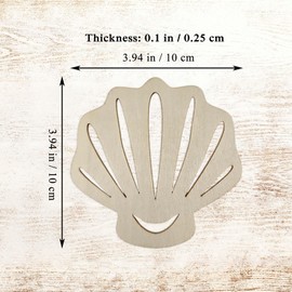 Creaides 20pcs Shell Wood DIY Crafts Cutouts Blank Wooden Shell Shaped Hanging Ornaments with Jute Twines Wood Tags for Baby Shower Wedding Birthday Christmas Party Decorations