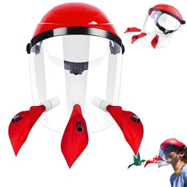Firmlly Hummingbird Feeder Helmet | Hands-Free Bird Feeder for Adults | 3 Feeding Ports Design | Adjustable Headband 18"-24" | Lightweight PVC, Weather Resistant (Red)