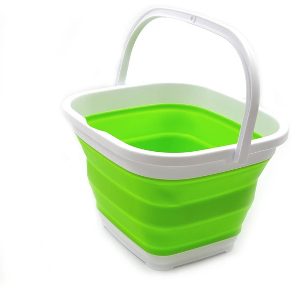 SAMMART 10L (2.6 gallon) Collapsible Rectangular Handy Basket/Bucket (1, Green)