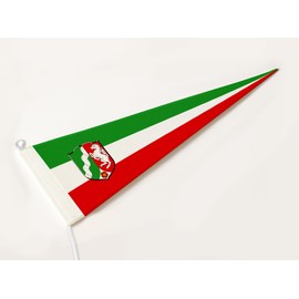 FLAGLY Premium Long Bunting North Rhine-Westphalia 115 g/m² Fabric Weight, Robust and Weather-Resistant Gloss Polyester - Pennant North Rhine-Westphalia, Flagpole Accessories (150 x 40 cm)