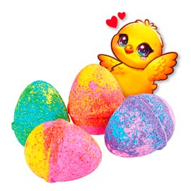 SIMBA 105953733 Glibbi Blubber Egg, Four Fun Bath Bombs in Egg Shape Colour the Water and Let It Bubble, from 3 Years