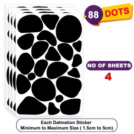 Pack of 4 Sheets/88 Dots Irregular Polka Dot Wall Stickers for Kids with Black Dot Wall Stickers (1.5 to 5 cm) Dalmatian Wall Stickers Living Room Wall Sticker Packwith®