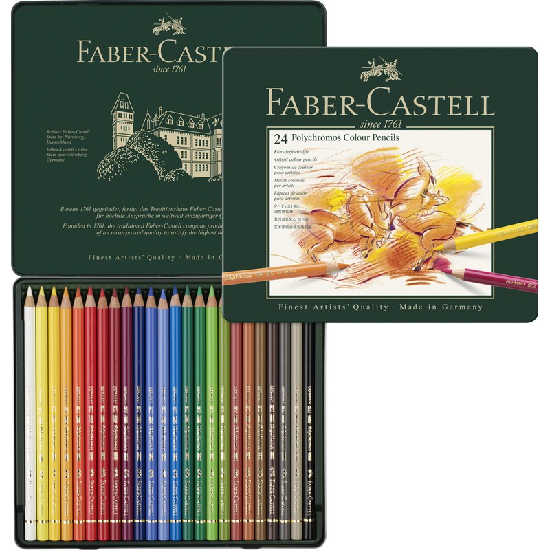 Faber-Castel 24 Piece Polychromous Colored Pencil Set In Metal Tin