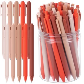 Crtiin 50 Pcs Gel Ink Pens Bulk Black Ink Cute Baby Shower Pens Bulk Smooth Writing Colorful Fancy Gift for Employees Teacher Student Server Office Supplies Back to School(Orange Series)