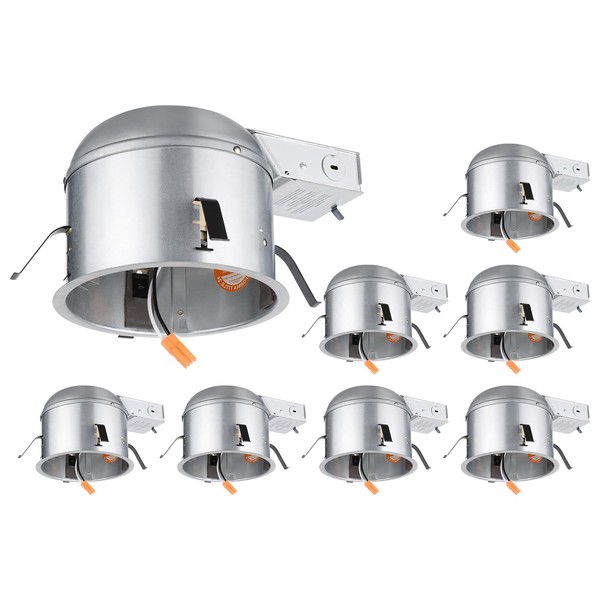 TORCHSTAR 8-Pack 6 Inch Remodel Recessed Lighting Housing, Shallow Type