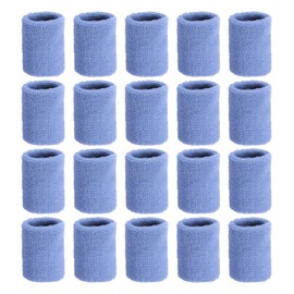 MECCANIXITY Wrist Sweatbands Sports Wrist Bands Sweat for Men & Women Athletic Absorbent for Basketball Football Tennis Soccer Running Working Out Light Blue, Pack of 20