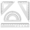 MSDADA 4 Pieces Aluminium Alloy Ruler Set Protractor Triangle Mathematics