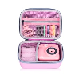 Riosin Kids Instant Print Camera Case Compatible with YORKOO/OPERHOO/CHRERNA/YKSLEMON/CKATE Kids Instant Print Camera, Hard Storage Case with Inner Pocket for Girls Boys Toys Gift- Case Only (Pink)