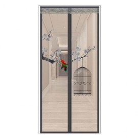 Magnetic Mosquito & Bug Screen Door for Summer (90x220cm, Bird Pattern) Automatic