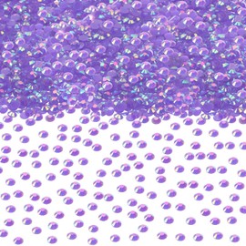 PPhtony Resin Flatback Rhinestones Gemstone Beads Round Crystal Gems Diamond for Nail Art Project Bottle Cup Shoes Clothing Jewelry Card Making Craft Decoration, 5000PCS (3mm, Light Purple AB)