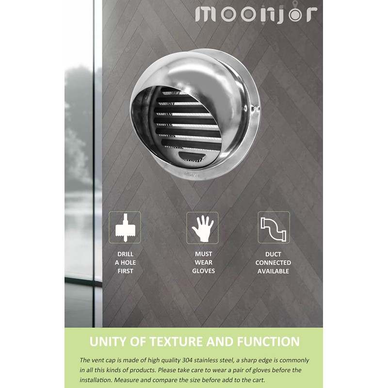 4 INCH Wall Air Vent Cover, Moonjor Thicken 304 Stainless