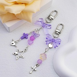 ICHRATI Novelty keychains Y2K Purple Keychain Charms Chain Aesthetic Stylish Keychains Cute Kawaii Mini Pendant Accessories for Women Girls Car Keys Backpack Bag Purse Gifts