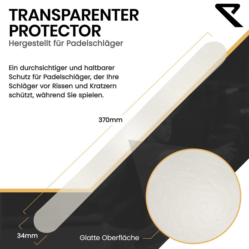 RYZE Transparent Padel Racket Protection - Smooth Surface - Padel
