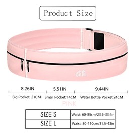 Running Belt with Water Bottles Hydration Belt for Men and Women Water Bottle Holder Running Pouch Belt Hydration Belt with Reflectors Fanny Pack Fits Phones Waist Pack for Running Hiking (L,Pink)