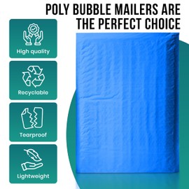 Levex - #0 6" x 10" [500 Pack] Blue Poly Bubble Mailers, Padded Envelope Mailers, Packing Envelope & Mailing Bags for Shipping