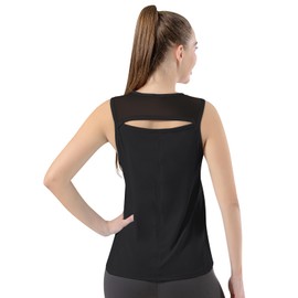 Bezioner Workout Tops for Women Quick Dry Tennis Golf Tank Tops Mesh Open Back Athletic Yoga Running Shirts Sleeveless Black XL