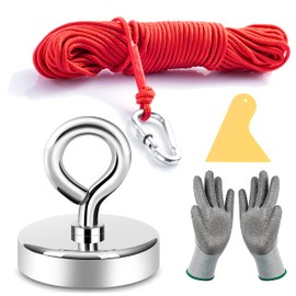 Neosmuk Fishing Magnet,Giant Rare Earth Magnet with Rope, Large and Big 2.0 inches Diameter Disc Magnetic Fishing Kit for Tools, Heavy Duty and Thick Retrieving Neodymium Magnet.