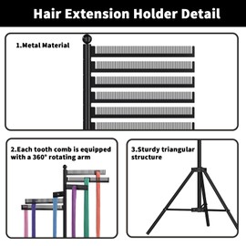 ikare Hair Extension Holder Tripod - Height Adjustable Braiding Rack Stand for Hair, Metal Braid Rack for Hair Braiding Stand, Hair Separator