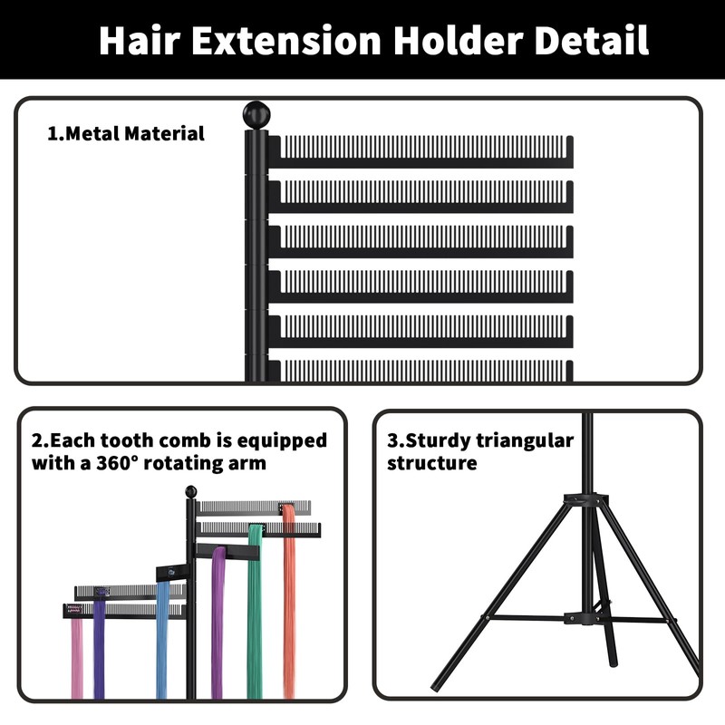 ikare Hair Extension Holder Tripod - Height Adjustable Braiding Rack