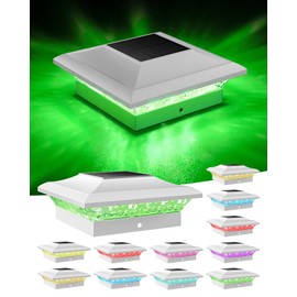 T-SUN Solar Post Cap Lights with Auto-Change Colors- for Vinyl/Wooden Posts Weatherproof Outdoor Solar Fence Post Lights for Deck, Porch, Garden & Stairs(12-Pack,RGB)