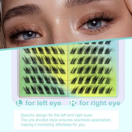 Obeyalash Fox Eye Lashes Eyelash Extensions 144 Pieces Cluster Lashes Cluster C Curl Lashes Cat Eye Eyelash Extension Individual Eyelash Cluster Individual Lashes DIY Eyelash Extensions