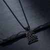 PROESS Celtic Knot Necklace 925 Sterling Silver Black Viking Wolf