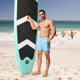 NIMENJOJA Mens 5" Swim Trunks with Compression Liner Quick Dry Stretch Board Shorts Zipper Pockets Beach Shorts