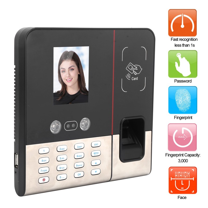 2.8in TCP/IP Time Attendance Face Fingerprint Password ID Card Recognition