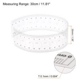 HARFINGTON Film Flexible Ruler 30cm 0.5mm Scale with R Angle PET Plastic Folding Straight Ruler Calibration Soft Ruler Measuring Tool for Factory, Transparent
