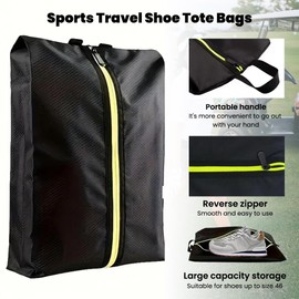 Smallan Golf Smell Proof Shoe Bag Lightweight Waterproof Zippered Sport Shoe Carrier Bags Golf Soccer Shoe Storage Organizer for Gym Sports Travel Work Golf Aceesories (Black, US size 14)