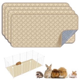 FunFurry Washable Guinea Pig Cage Liner - 4 Pack Reusable Washable Pee Pads，Waterproof Guinea Pig Bedding for Small Animal - Rabbit Bunny Hamster Puppy (Cream, 24" X 47" - 4 Pack)