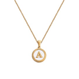 BIFACE Initial Necklaces for Women Gold Jewelry for Women 14K Gold Plated Letter Choker Necklaces Gold Jewelry Valentine's Day Gifts for Women Girl Shell, Stainless Steel, Cubic Zirconia