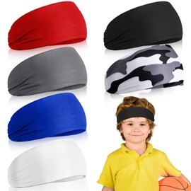 6 Pcs Kids Boys Headbands for Boys Athletic Sweatbands Boys Headbands for Kids Football Headband Youth Kids Sweat Bands Sweat Absorbing Elastic Hairband (Colorful)