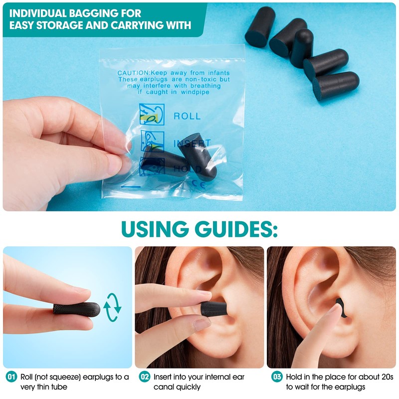 LiteTour 50 Pairs Ultra Soft Foam Ear Plugs for Sleeping,