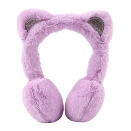 Children's Winter Ear Warmers Made of Soft Plush Girls Boys Warming Earmuffs with Cute Cat Ears, Purple cat