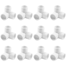 Uenhoy 12 Pack PVC Fitting Elbow 1/2 Inch 3 Way PVC Elbow Corner Fittings, Furniture Grade PVC Fitting Connector for Greenhouse Shed Pipe & Building Furniture, White