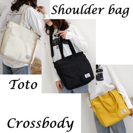 Brightrust Large Capacity Tote Bag Shoulder Sailcloth Canvas Diagonal Sling Bag Student Commute, yellow