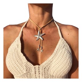 Stocking Stuffers Gifts for Women Boho Necklace for Women Trendy Bohemian Pendant Necklace Leather Rope Y Necklace for Teen Girls Summer Beach Boho Pendant Holiday Christmas Jewelry Gifts