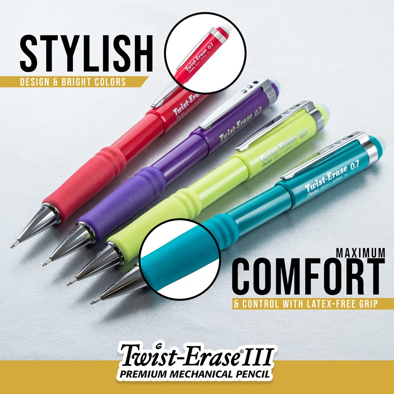 Pentel Twist-Erase III Mechanical Pencil ,0.5mm , Pack of 1