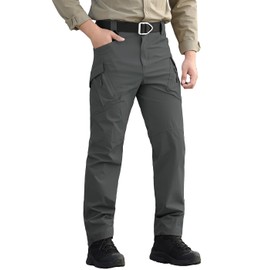 ReFire Gear Men's Quick Dry Tactical Pants Summer Lightweight Outdoor Fishing Hiking Pants UPF 50+ Stretch Construction Work Cargo Trousers Dark Grey