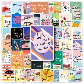 Encouragement Cards Stickers 50 Pcs Cute Funny Inspirational Reward Stickers for Water Bottle Laptop Scrapbook Guitar Cars,Waterproof Motivational Quote Positive Cards Decals for Teens Kids Adults