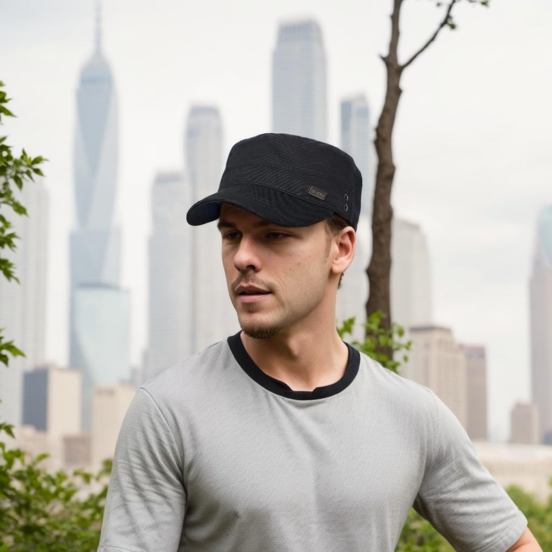RUNQIU Military Design Solid Work Cap Retro Denim Military Cap
