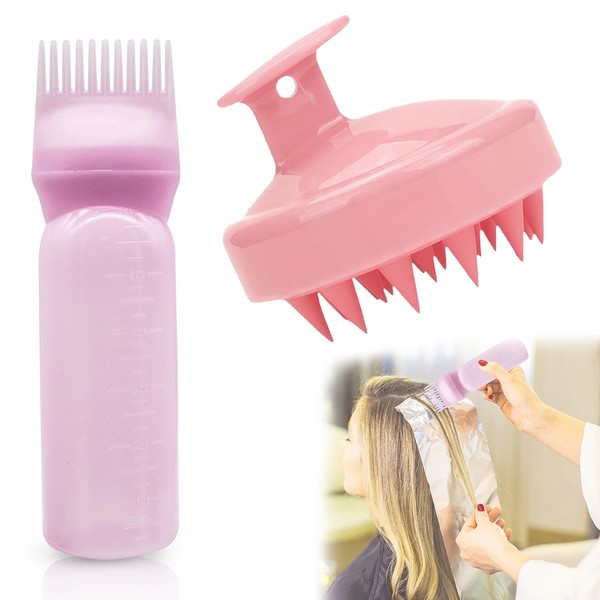 2 Pieces Root Comb Applicator Bottle and Scalp Massager