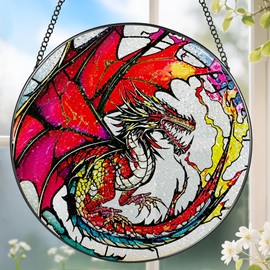 Stained Glass Window Hanging, Stained Glass Suncatcher, Dragon Sun Catcher, Window Hanging Decor, Dragon Gift, Gifts for Fathers Day, Christmas or Birthday Gift, Gifts for Him Dad Grandfather Son