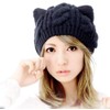 lunar.maria Warm Knit Hat with Ears, Beret, Knit Hat, Women's,