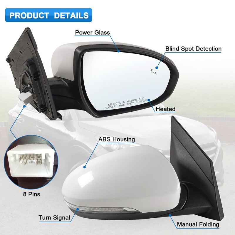 Right Passenger Side Mirror Assembly compatible with 2016 2017 2018