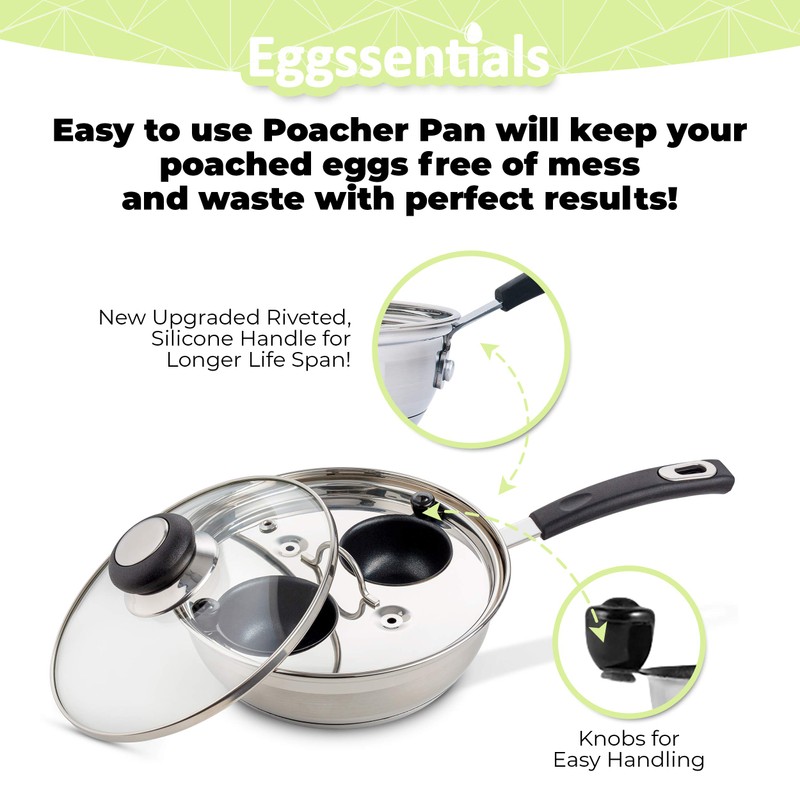 Eggssentials Egg Poacher Pan Nonstick Coating - Poached Egg Cooker,