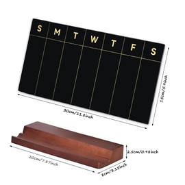 Umtiti Desktop Black Glass Weekly Whiteboard, 12"x6" Dry Erase Calendar with Detachalble Solid Wood Stand, Planner Board for Office, Home, School(Glass,Weekly-BK1530)