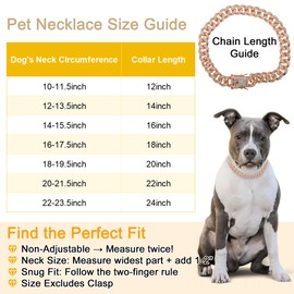 RENEWREVITAL Dog Chain, Durable Rhinestone Dog Necklace, Cuban Link Dog Collar, Pet Dog Collar Jewelry Accessories, 16", Silver Tone