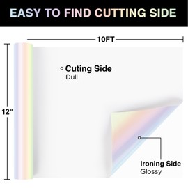 TORC Metallic HTV Heat Transfer Vinyl Roll 12" x10ft Pearl Iridescent Iron on Vinly for Shirts Compatible with Cricut or Silhoutte Cameo, Easy to Cut & Weed